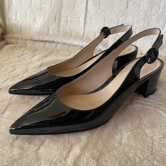 Gianvito Rossi Women's Black Patent Leather Slingback Pumps EU 37 1/2 US 7 $695 - Picture 13 of 16